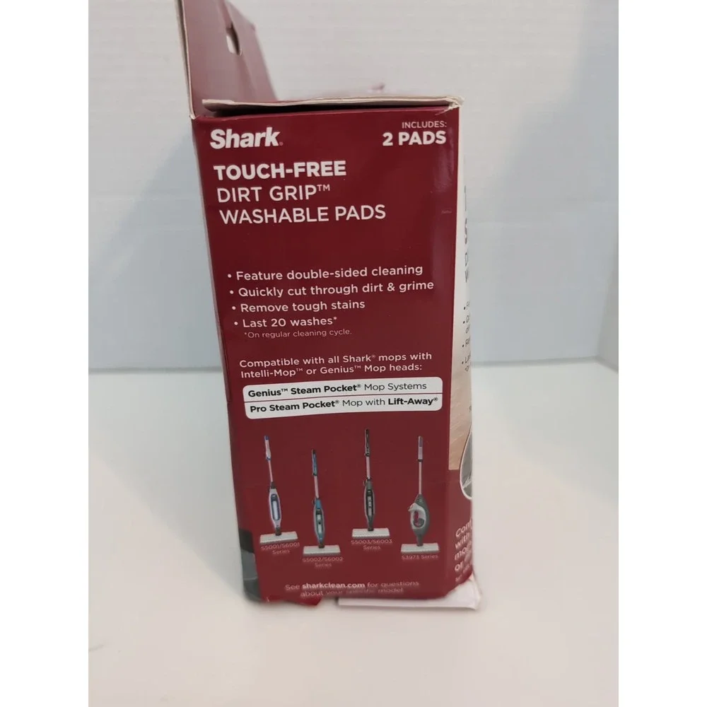 Shark Touch-Free Steam Pocket Dirt Grip‎ Replacement Washable Pads 2 Pads XTP184